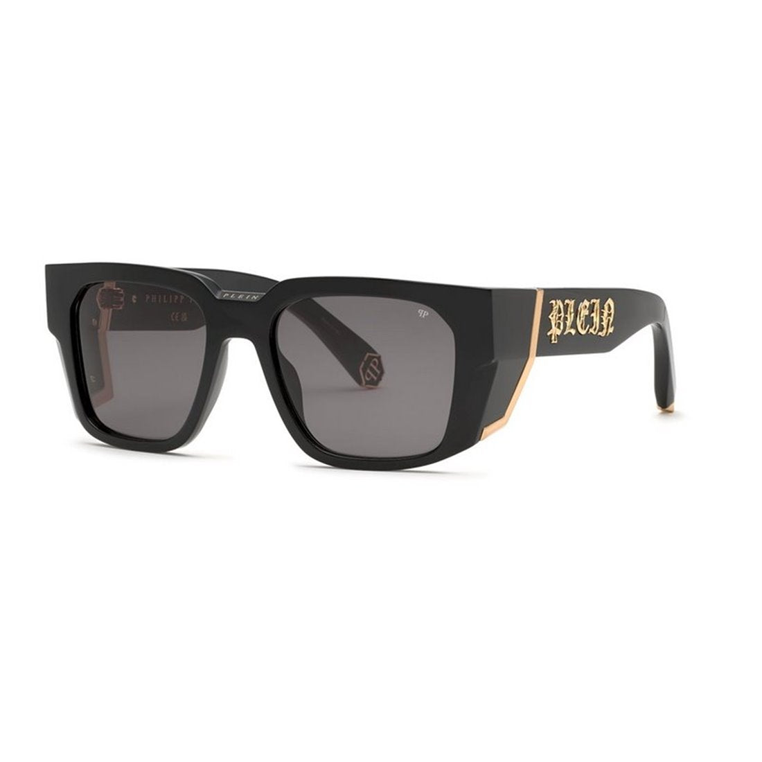 PHILIPP PLEIN Sleek Black Designer Sunglasses with Blue Lenses