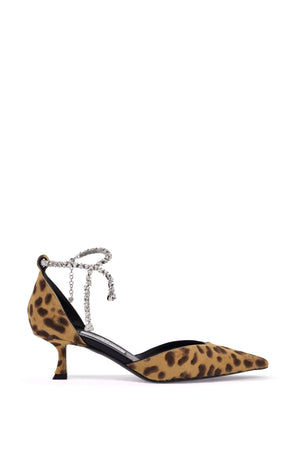 JIMMY CHOO Animal Print Pointed Toe Pumps with Crystal Detail