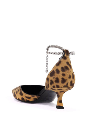 JIMMY CHOO Animal Print Pointed Toe Pumps with Crystal Detail