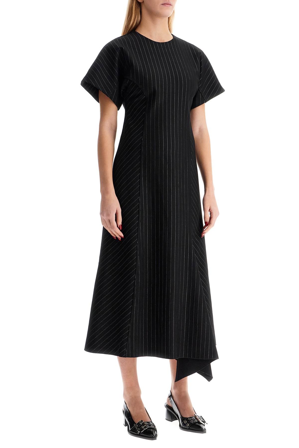 GANNI Asymmetrical Hem Midi Dress - Slim Fit