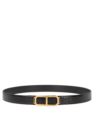 TOM FORD Stadium Croc-Embossed Leather Belt