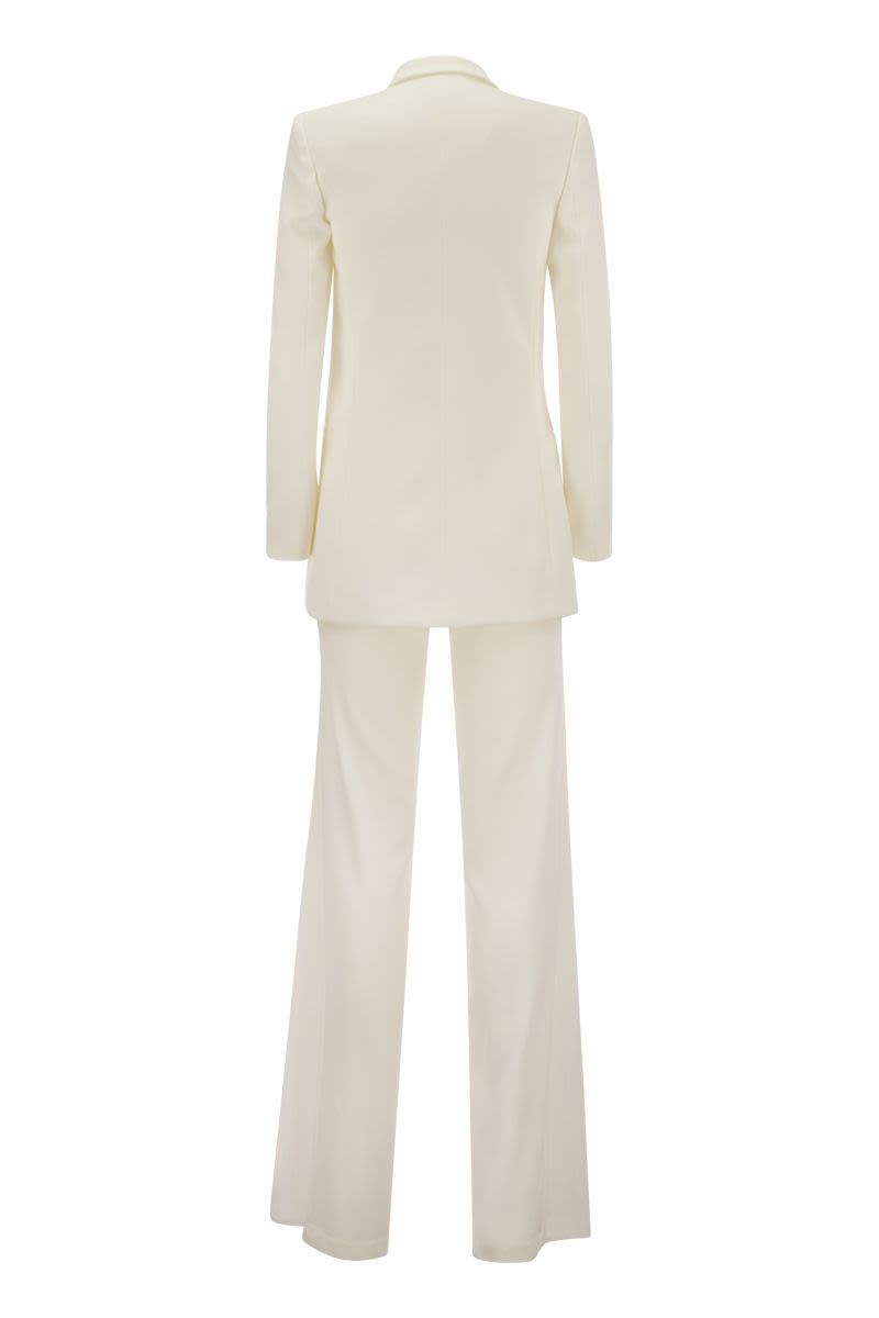 ELISABETTA FRANCHI Structured Crepe Blazer and Flared Trousers Suit