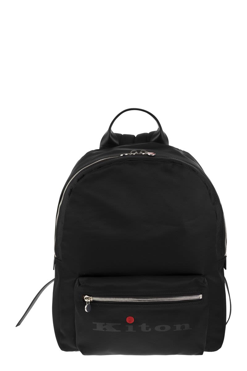 KITON Stylish Blue Backpack with Embroidered Logo for Men