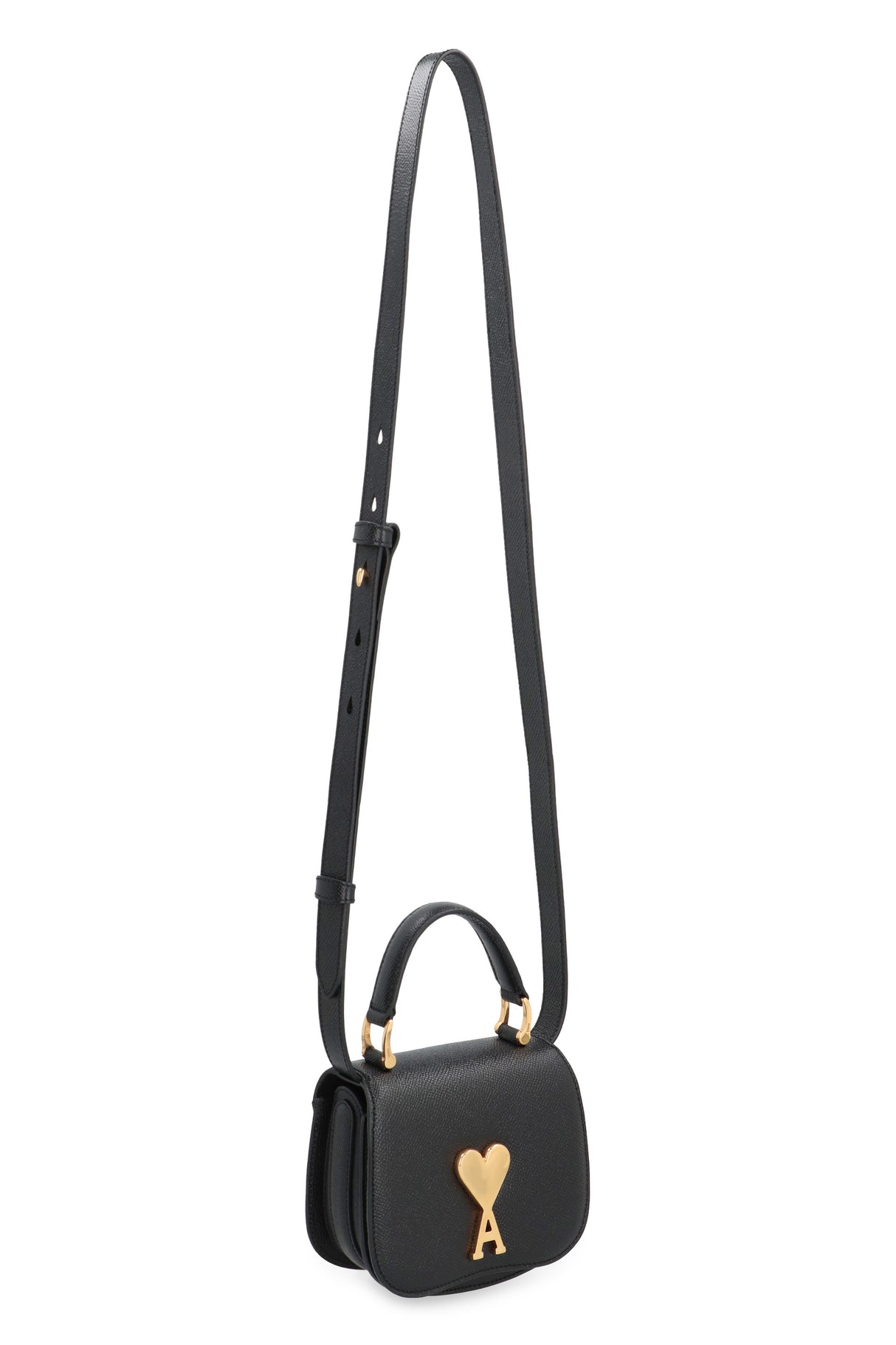 AMI PARIS Luxurious Mini Leather Pouch Handbag in Classic Black