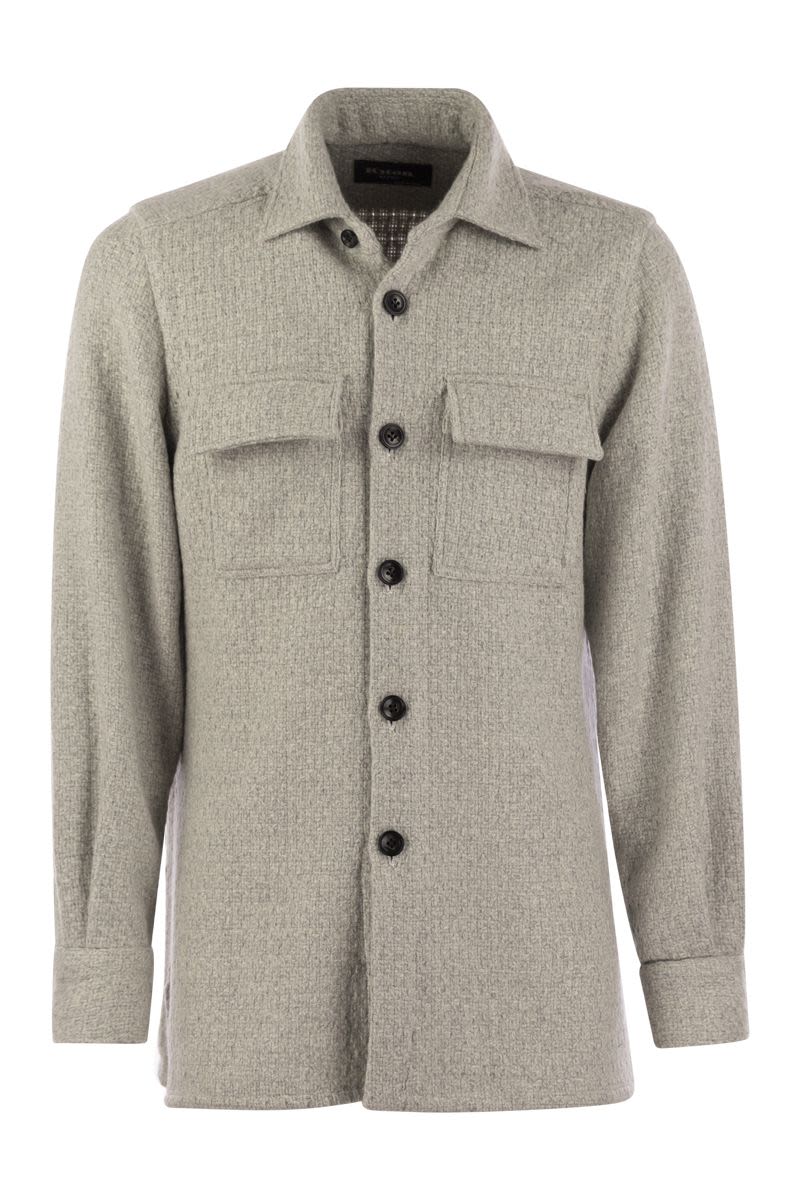 KITON Luxury Cashmere Overshirt with Natural Horn Buttons