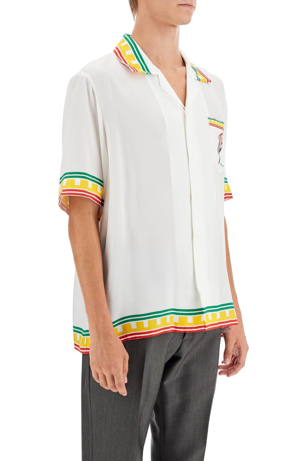 CASABLANCA Silk Leaning Column Short-Sleeved Shirt