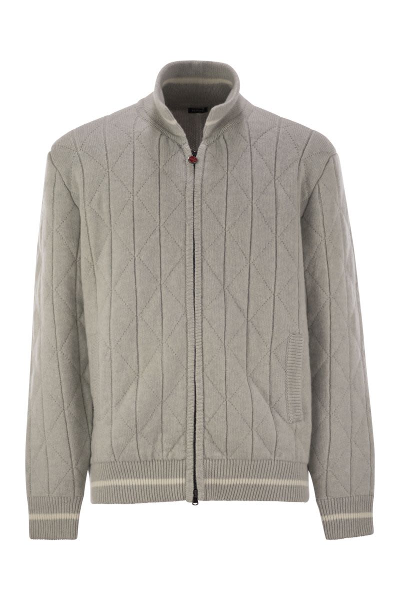 KITON Luxury Light Grey Cashmere Bomber Jacket for Men