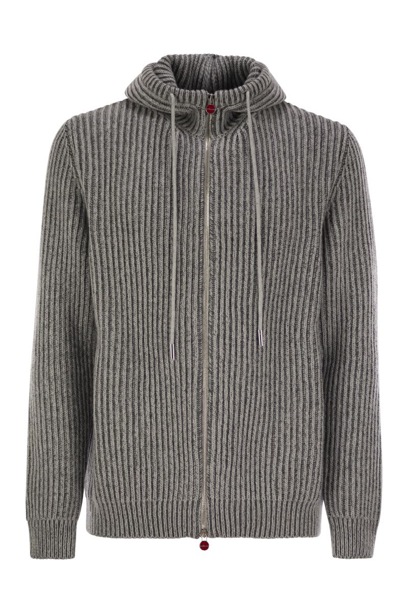 KITON Plush Cut Cashmere Hoodie Jacket