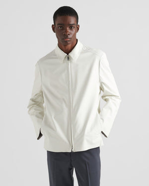 PRADA Premium White Calf Leather Shirt Jacket for Men - SS24 Collection