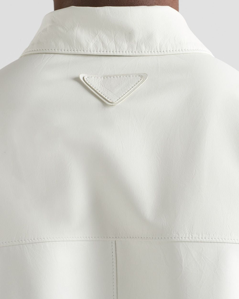 PRADA Premium White Calf Leather Shirt Jacket for Men - SS24 Collection