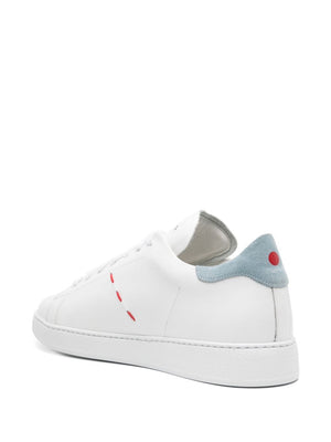 KITON Men's White Leather Sneakers with Decorative Stitching and Branded Details