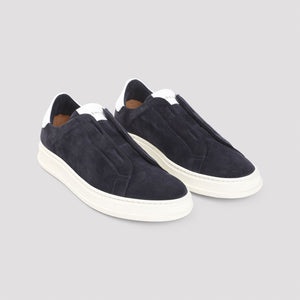 KITON Elegant Navy Blue Suede Sneakers