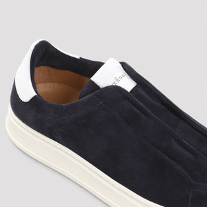 KITON Elegant Navy Blue Suede Sneakers