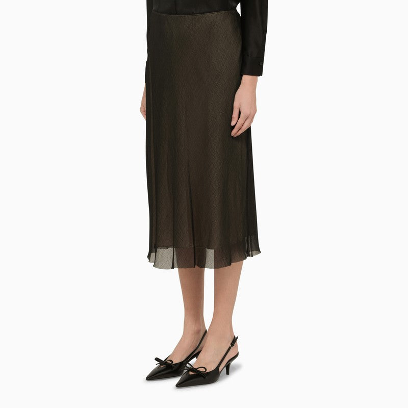 VINCE Black and Beige Viscose Midi Skirt for Women