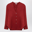 VINCE Scarlet Red Silk V-Neck Blouse