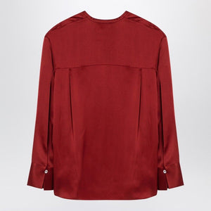 VINCE Scarlet Red Silk V-Neck Blouse