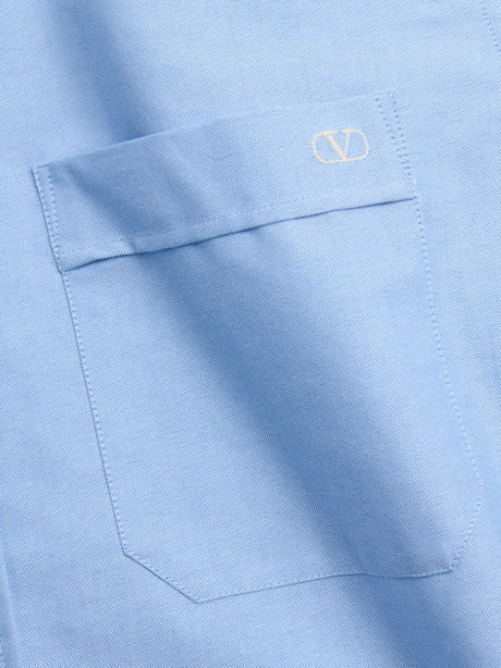 VALENTINO Signature Cotton Shirt with Embroidered Logo