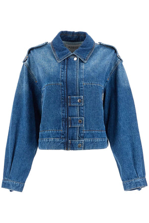 ISABEL MARANT ETOILE Boxy Denim Jacket with Epaulettes - Women's Size 36