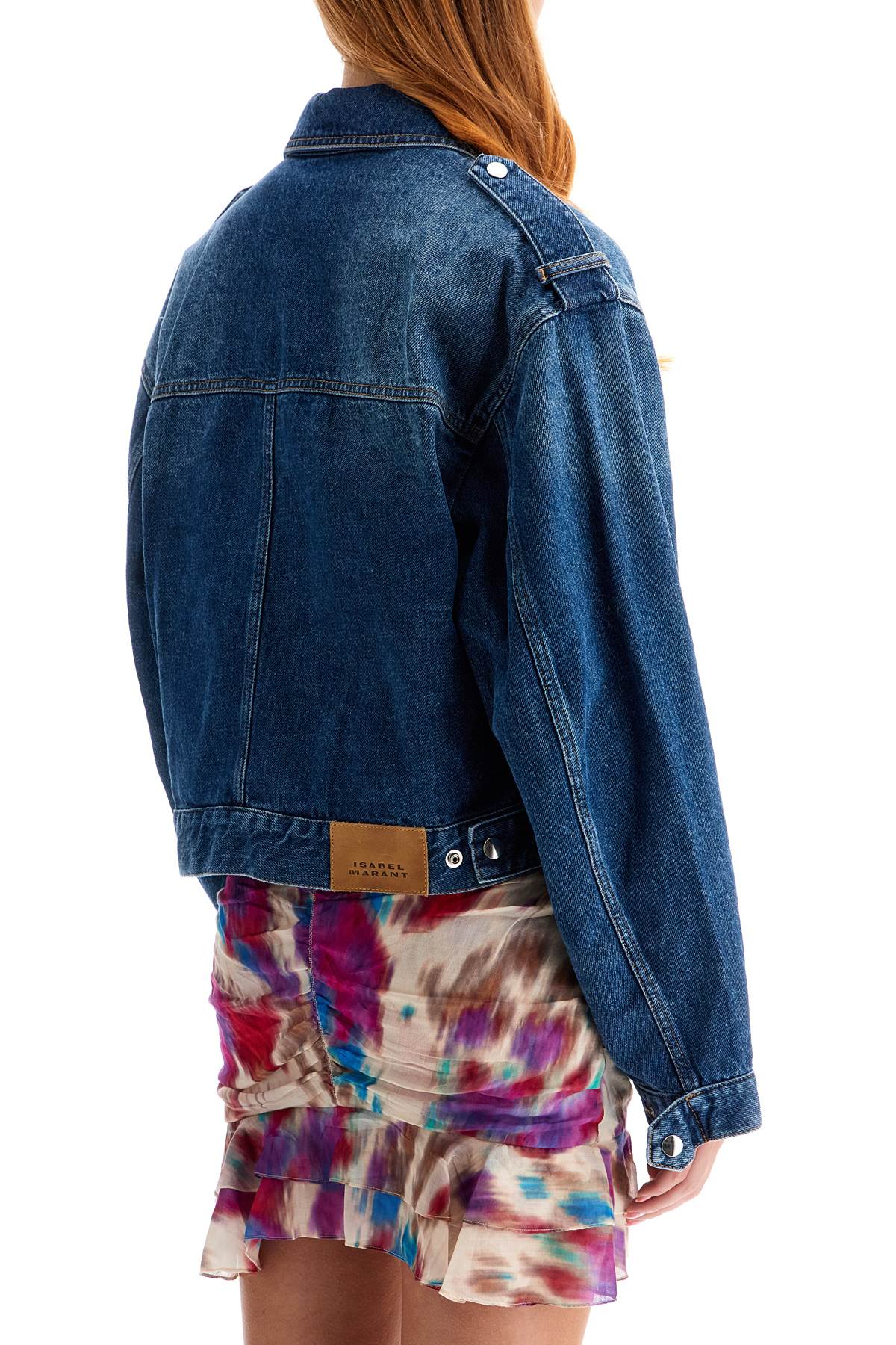 ISABEL MARANT ETOILE Boxy Denim Jacket with Epaulettes - Women's Size 36