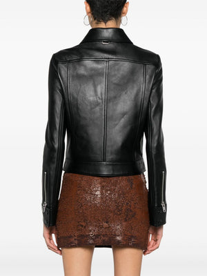 COURREGÈS Iconic Black Leather Zip Jacket for Women - FW24 Collection