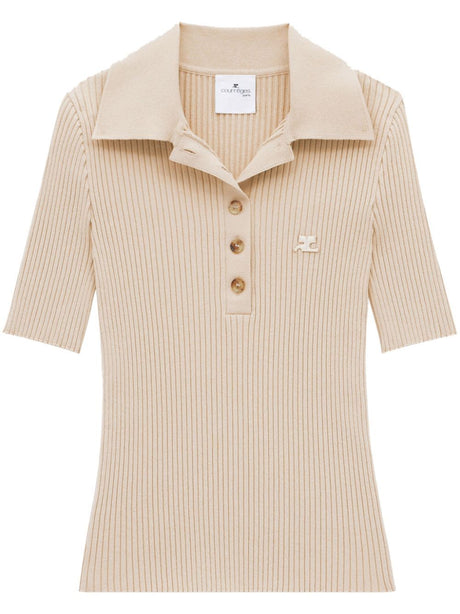 COURREGÈS Ribbed Button Polo Shirt for Women