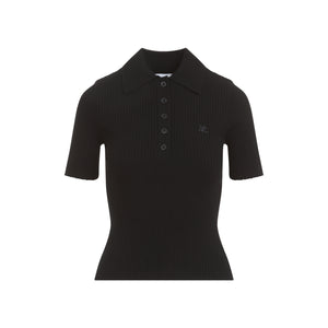 COURREGÈS Signature Black Polo Top for Women