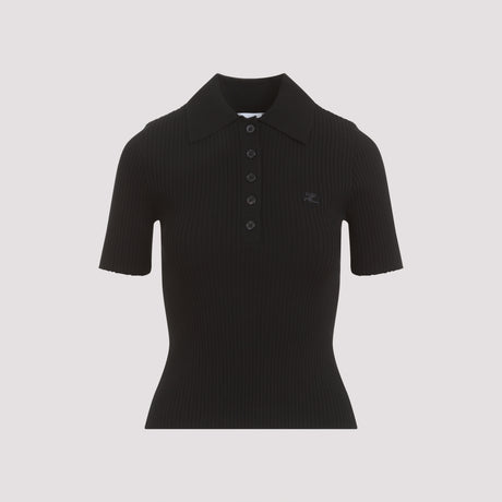 COURREGÈS Signature Black Polo Top for Women