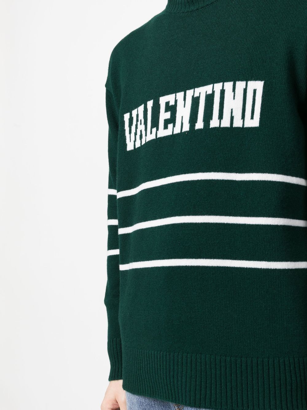 VALENTINO Green and Ivory Men's Knit Sweater for SS23