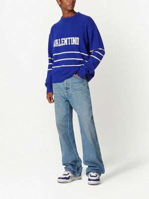 VALENTINO Men's Cobalto and Avorio Knit Sweater for SS23