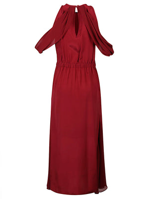 CRIDA MILANO Ruby Red Silk Midi Dress for Women - FW23