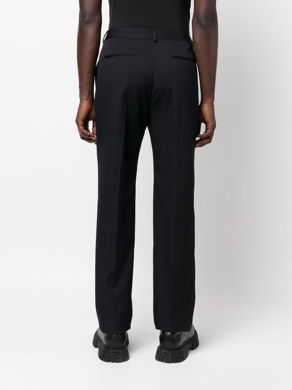 VALENTINO Black Virgin Wool Pants for Men - SS23 Collection