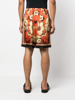 VALENTINO Red Bandana Flower Print Men's Shorts - SS23 Collection