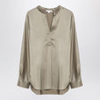 VINCE Elegant Beige Silk V-Neck Blouse