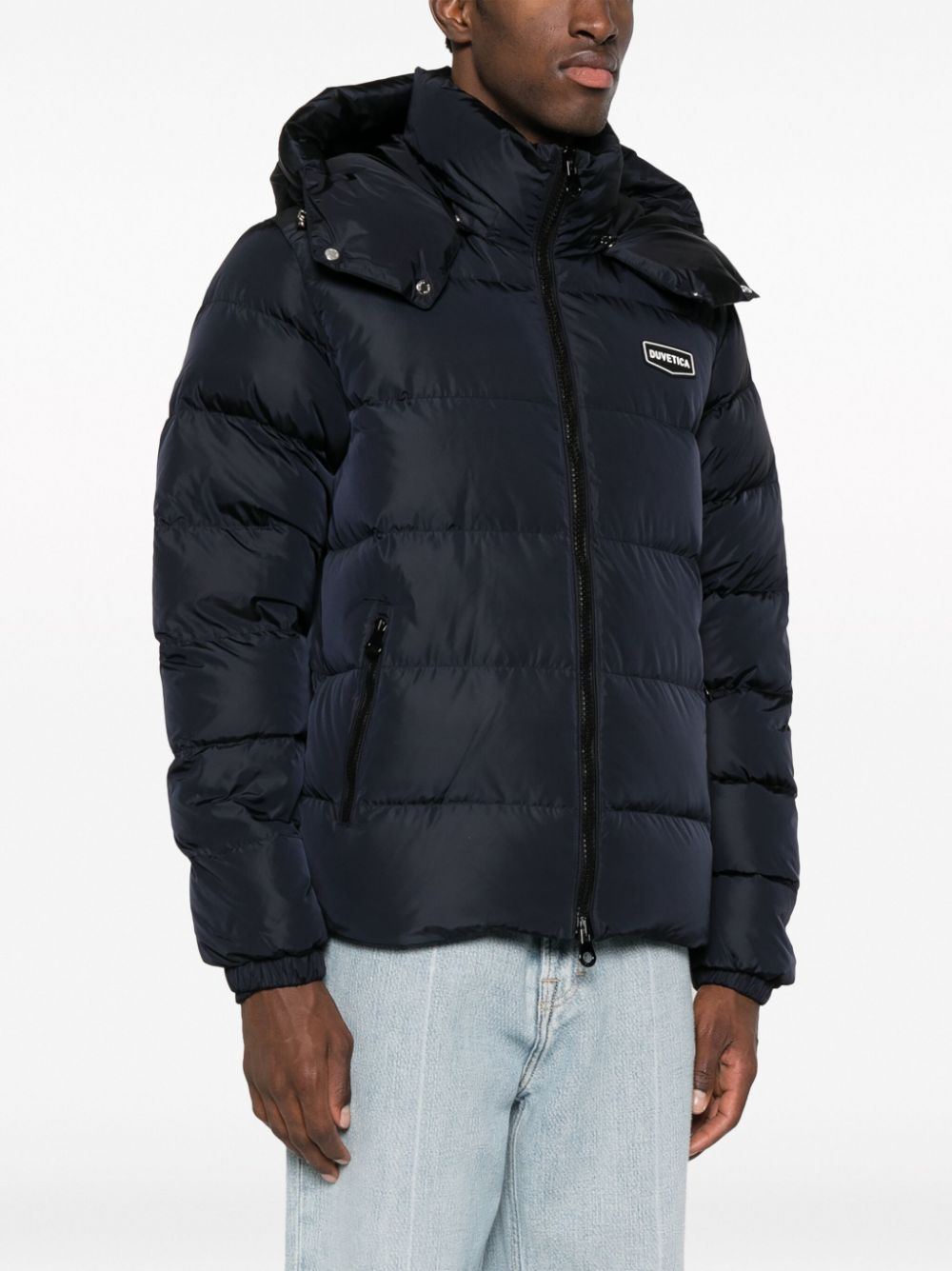 DUVETICA Navy Blue Down Jacket with Hood for Men - FW23