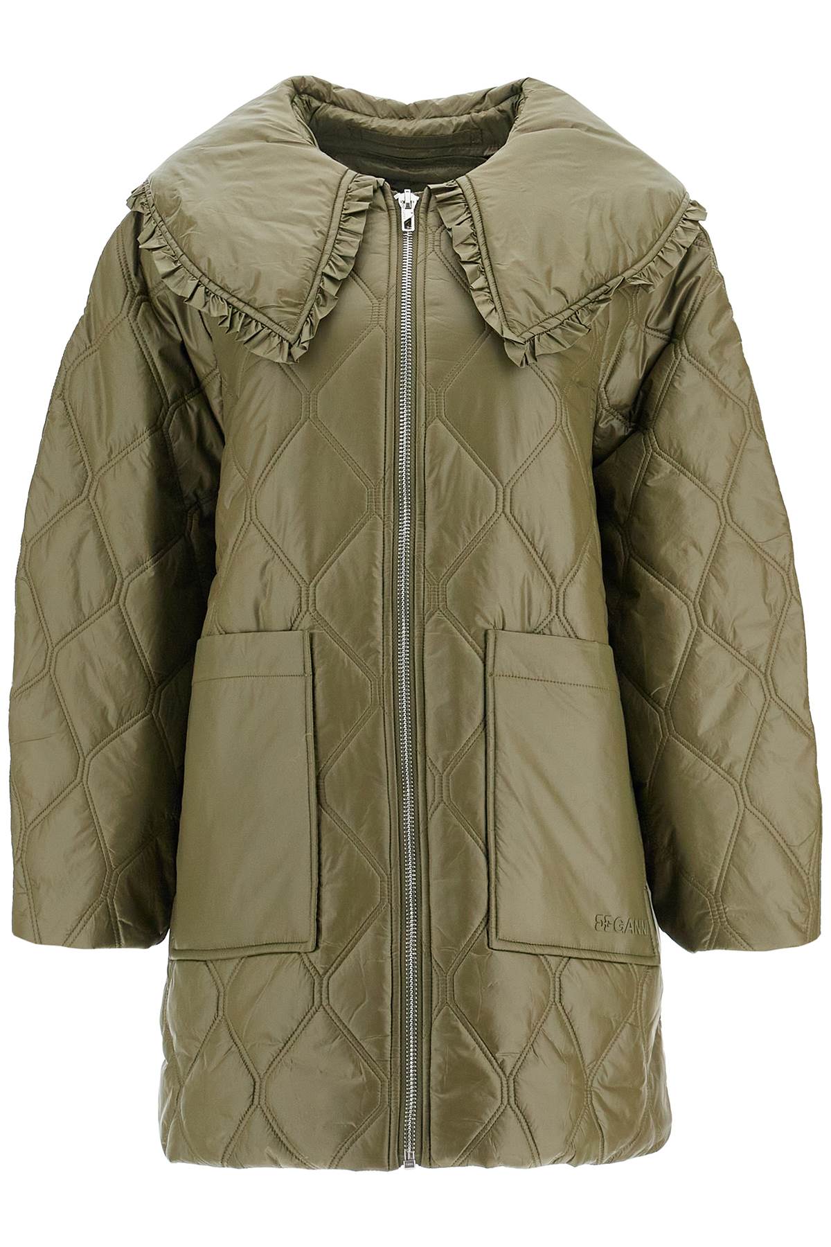 GANNI Lightweight Down Jacket with Oversized Collar - Size S/M