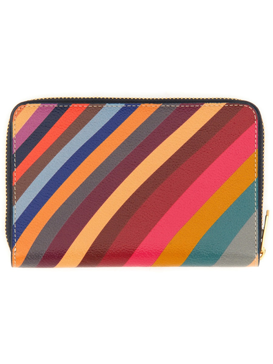 PAUL SMITH Mini Zipped Purse with Wave Stripes