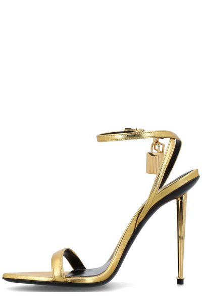 TOM FORD Metallic Padlock Sandals - 9.5cm Heel