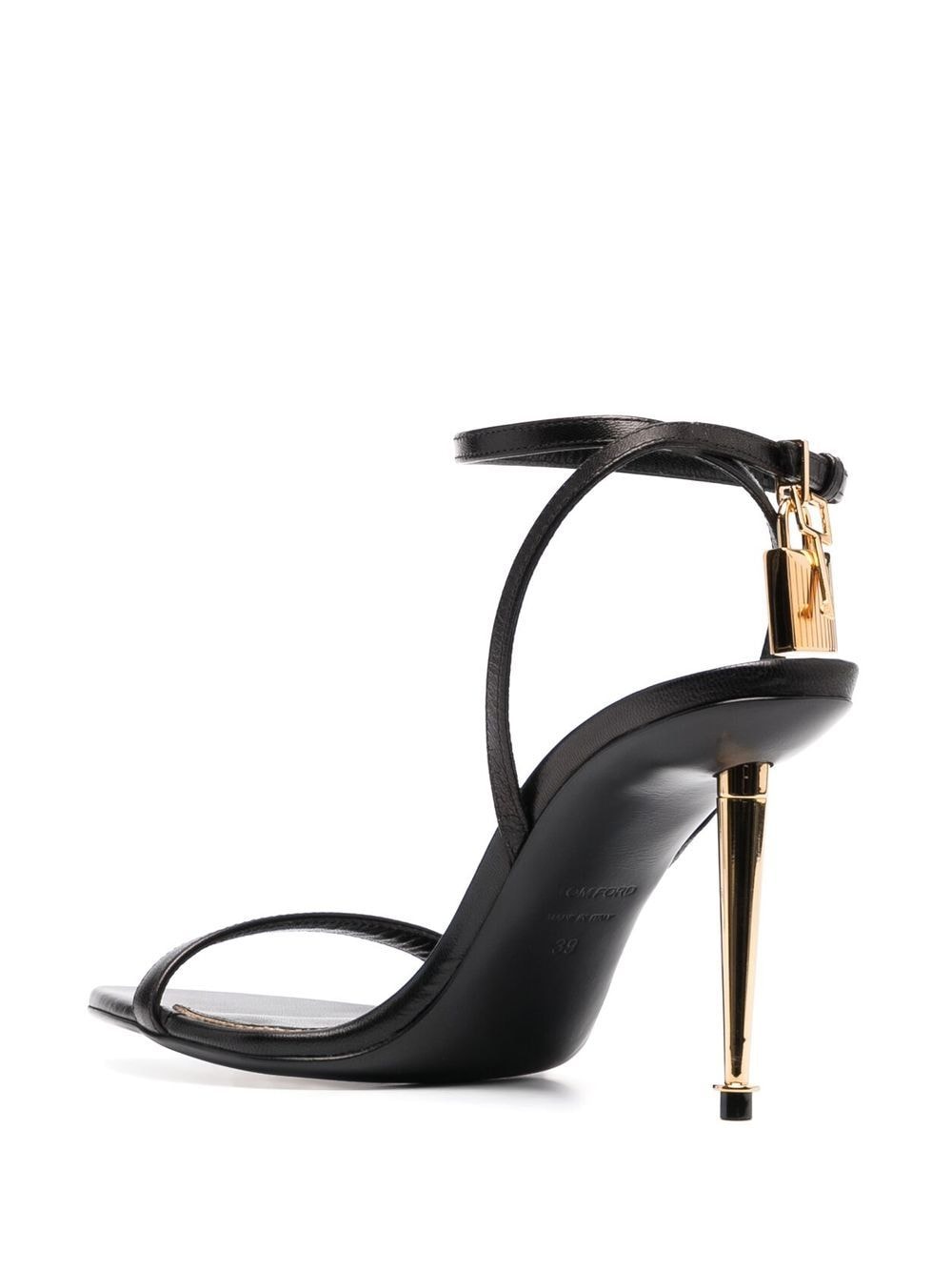 TOM FORD Black Leather Padlock Sandals