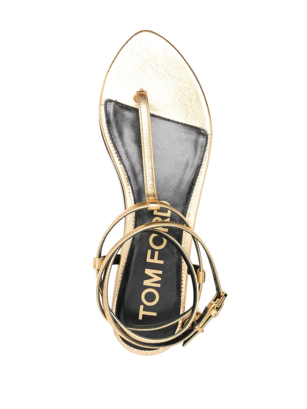 TOM FORD Luxury Gold-Tone Thong Strap Sandals for Women