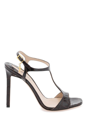 TOM FORD Angelina Mini Sandals in Croco-Embossed Glossy Leather