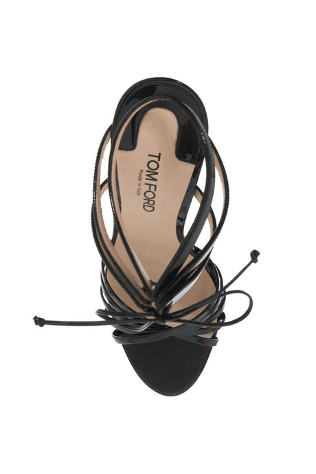 TOM FORD Glossy Patent Leather Criss-Cross Sandals