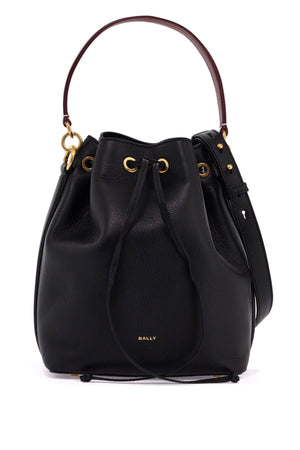 BALLY Hammered Leather Bucket Handbag with Drawstring Closure