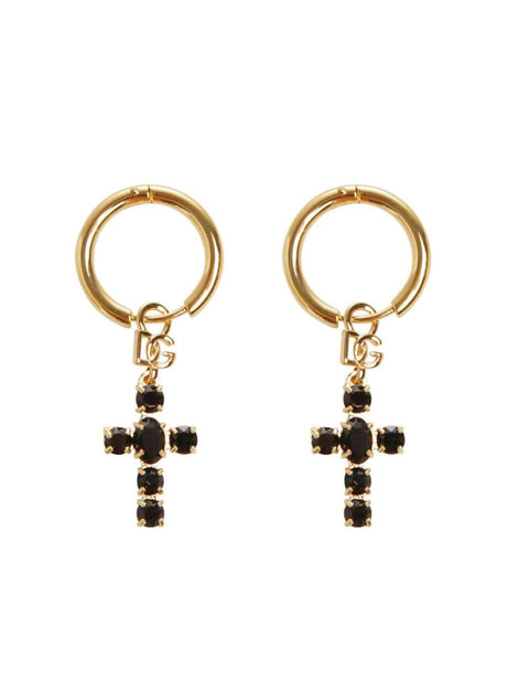 DOLCE & GABBANA Golden Hoop Earring with Cross Design