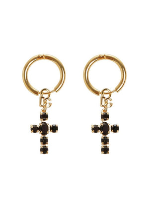 DOLCE & GABBANA Golden Hoop Earring with Cross Design