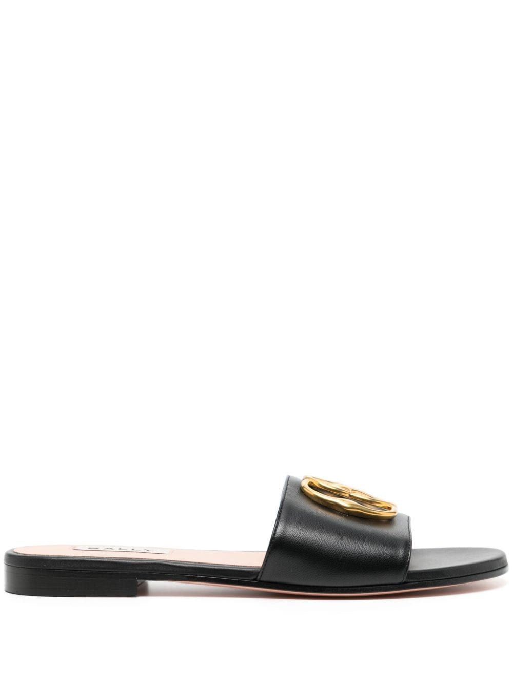 BALLY Black Leather Flat Sandals for Women - SS24 Collection