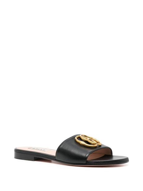 BALLY Black Leather Flat Sandals for Women - SS24 Collection