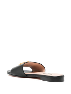 BALLY Black Leather Flat Sandals for Women - SS24 Collection