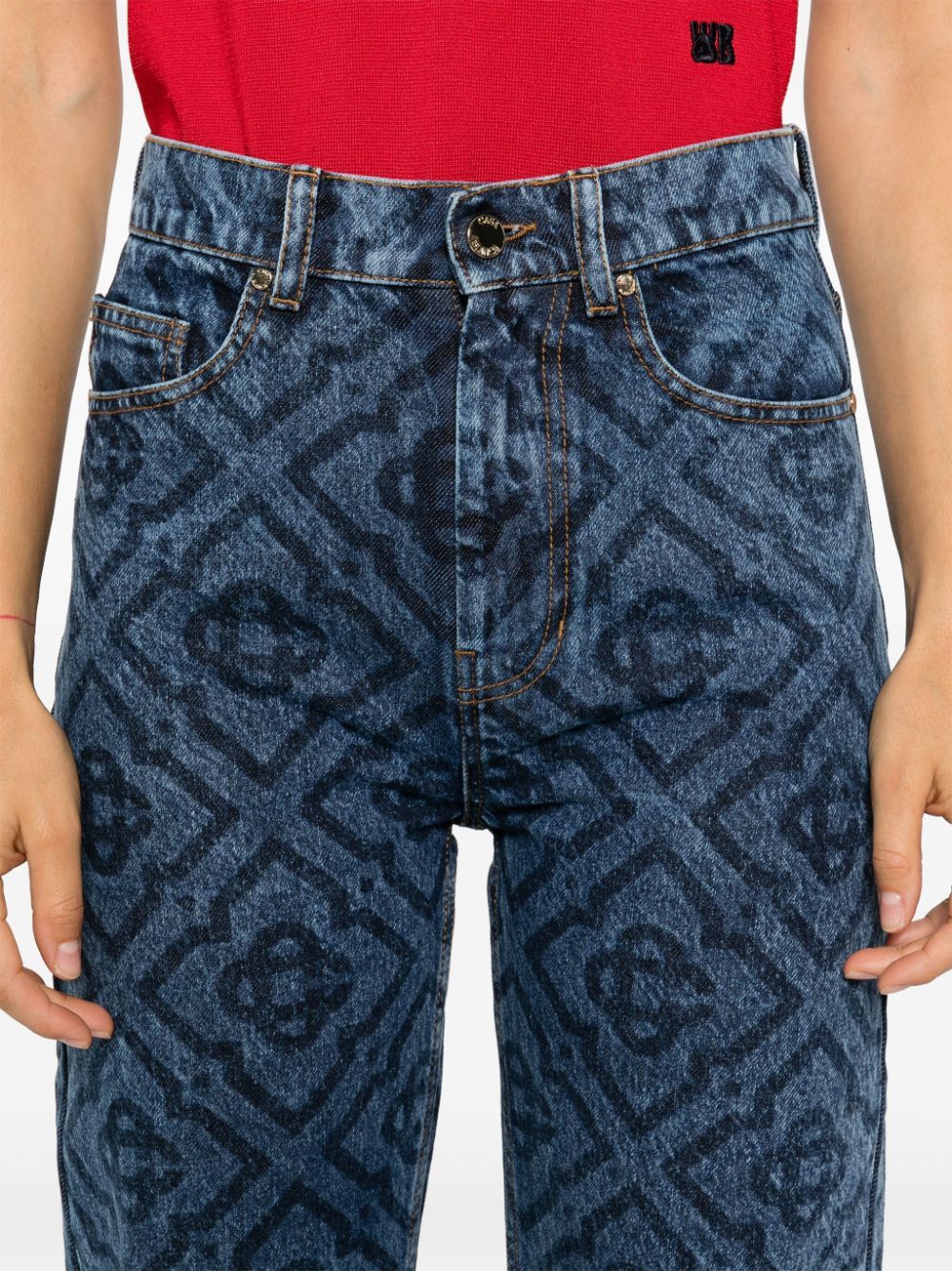 CASABLANCA Monogrammed Straight-Cut Denim Jeans for Women