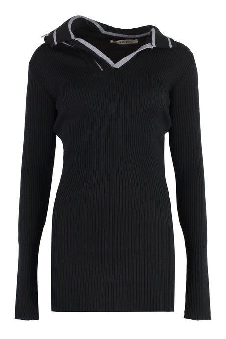 Y/PROJECT Knit Dress with Half Zip and V-Neck for Women