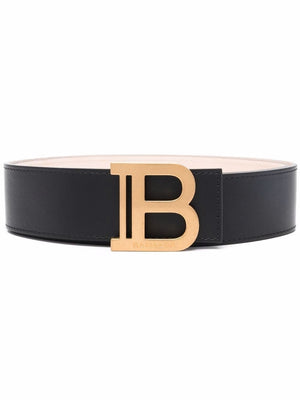 BALMAIN Sophisticated Black Leather B-Belt for Women